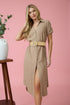 BUTTON BELTED DRESS